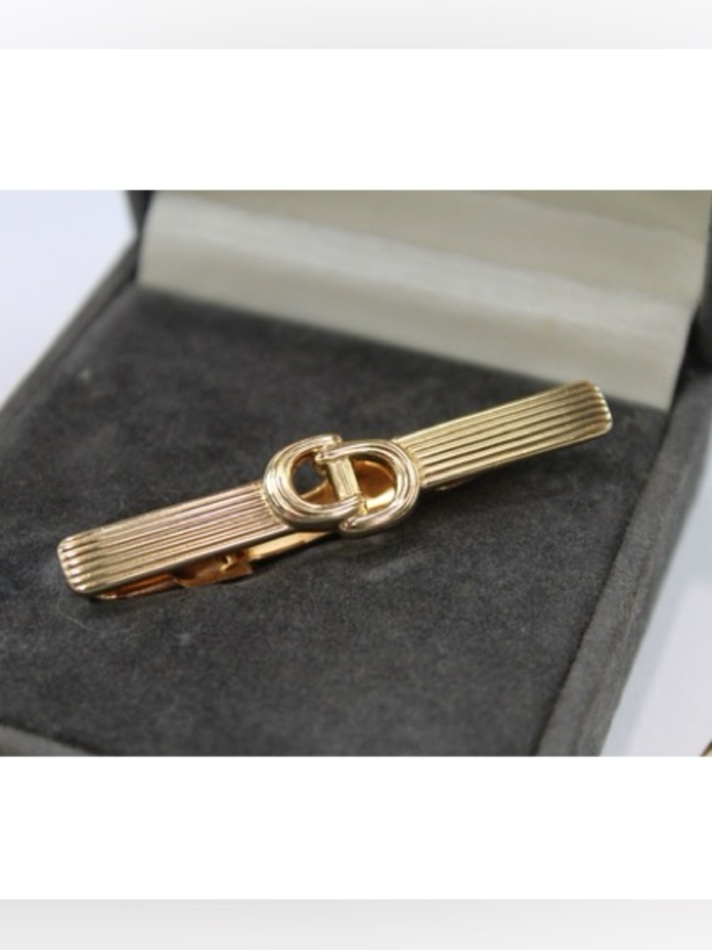 Christian Dior Tie Bar Gold Tone CD Logo Vintage Germany Tie Clip